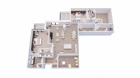 2 bed 2 bath 2B1 Floor Plan at Tesson Ridge, Missouri, 63128